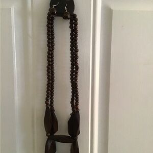 Paparazzi Brown Wooden Beaded Necklace Set